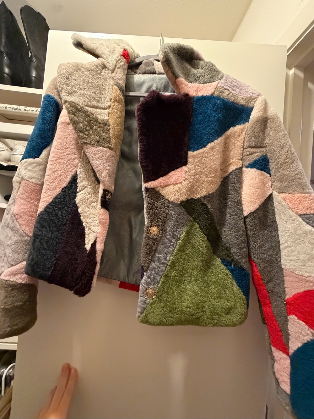 Colorblock Sherpa Jacket for Women - Multicolor